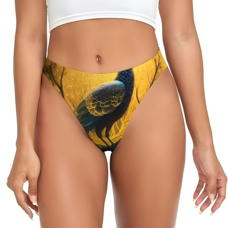 Sigee Elegant Gold Leaf Peacock for Women s G-String Panty  Low Rise  Soft Lace Perfect for Everyday Wear or Special Occasions-4X-Large