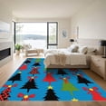 thumbnail image 3 of ODIKA 4'x6' Machine Washable Non-Slip Area Rug, Retro Christmas Tree with Festive Bauble and Ribbon High Traffic Rug with Pad, Blue, 931935, 3 of 8