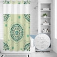thumbnail image 2 of No Hook Shower Curtain, Green Floral Shower Curtains for Bathroom with See Through Top Window, round Floral Ethnic Abstract Patterned Waterproof & Washable Bath Curtain Small Stall 36"x78", 2 of 9