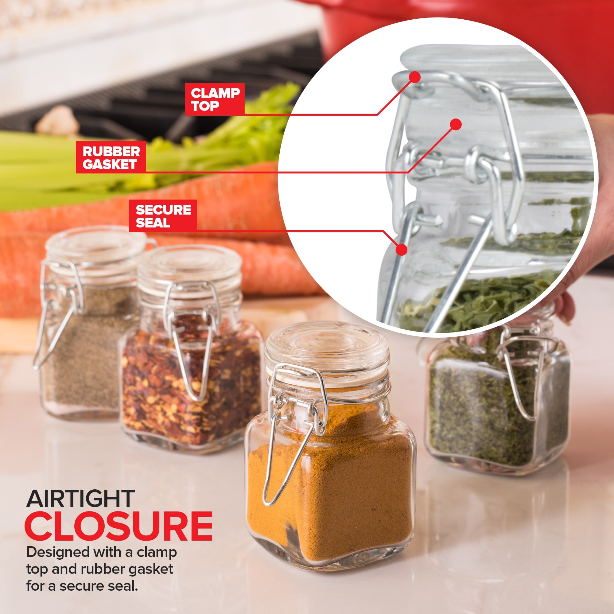 12 Pack 3 oz Airtight Glass Jars with Leakproof Lids Spice Jars