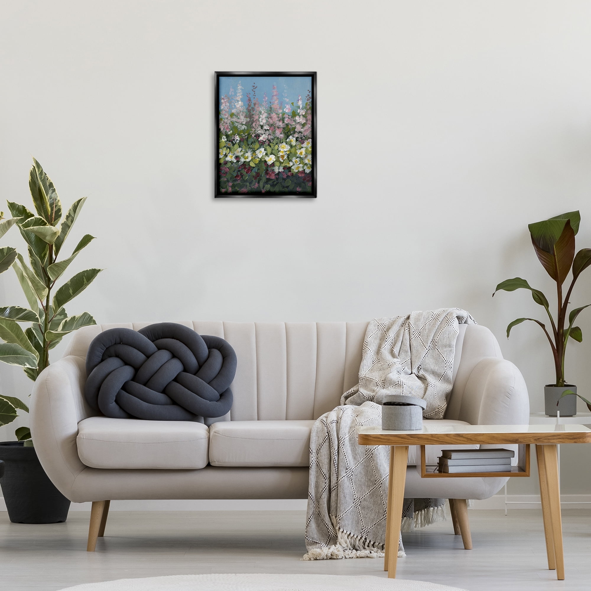 Stupell Industries Garden Glory Purple Flowers Floral & Botanical Painting Black Floater Framed Canvas Art Print Wall Art, 17 x 21