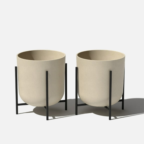 Veradek Mason Series Raised Kona 15" Plastic-Stone Planter with Stand - (Sand/2 Pack)