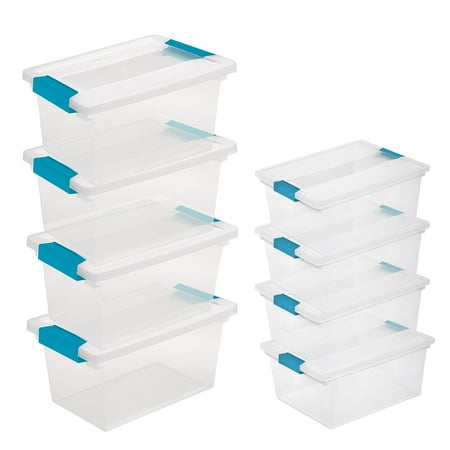 - Sterilite Clear Storage Medium Clip Boxes with Lid + Lg Deep Clip Boxes (4 Each)