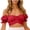 Red, variant on Off-The-Shoulder Blouses for Women One Shoulder Short Sleeve Tops Back Tie Detail Ruffle Hem Crop Tops Casual Party Vacation Fashion Tees, Pink L