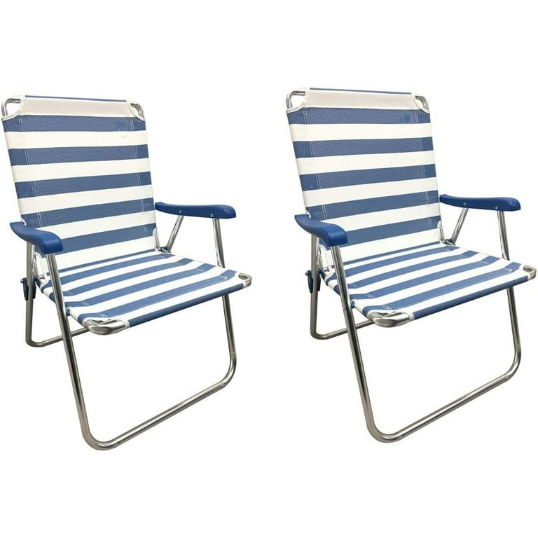 Blue Folding Aluminum Metal Webbing Chair Lawn Chair USA