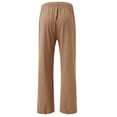 thumbnail image 3 of KALE Linen Pants Women Palazzo for Casual Womens Cotton Loose Comfy Work With Pockets Elastic High Waist Paper Bag Drawstring Baggy Pants Khaki, 3 of 6