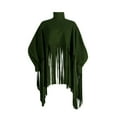thumbnail image 4 of Biekopu Womens High Neck Long Sleeve Fringe Top Plus Size Tassel Ponchos Cape Cloak Coat Oversized Shawl Pullover Sweatshirt, 4 of 5
