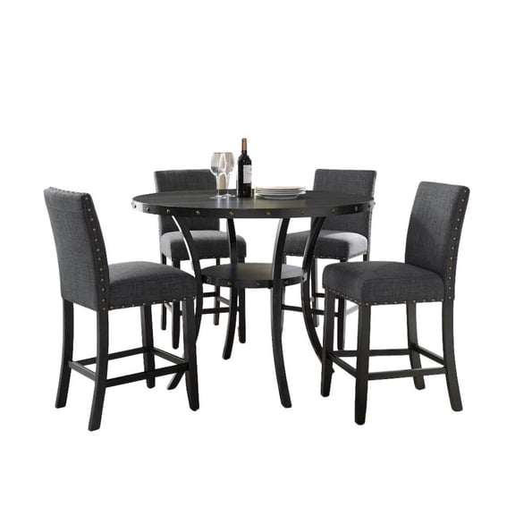Furnifact Gray Counter Height Dining Table Set with Tall Chairs, 5-Piece