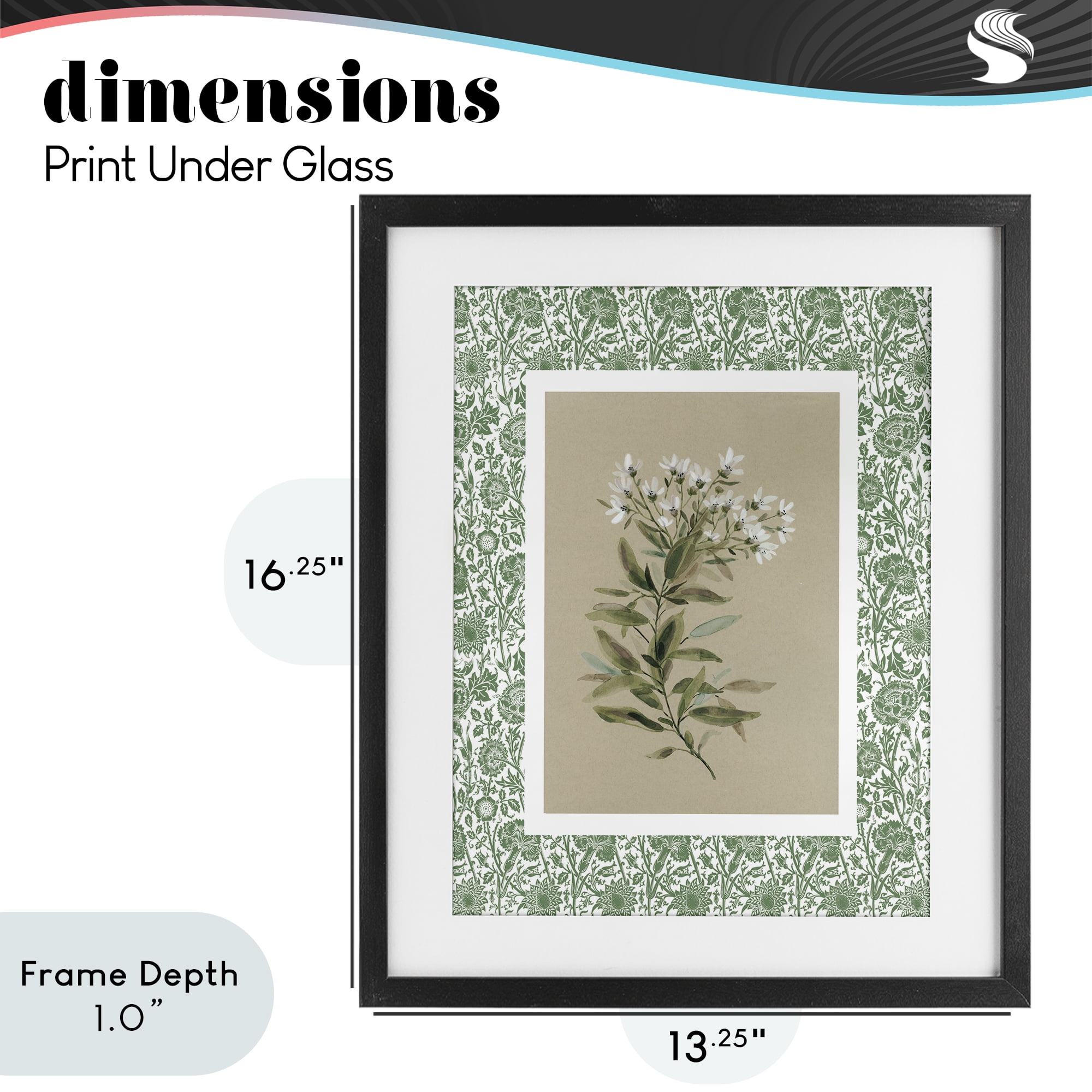Stupell Industries Green Botanical Pattern Black Framed Print Under Glass, design by Carol Robinson