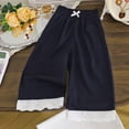 thumbnail image 2 of Mnyotv Girls Lace Hem Wide Leg Pants Ruffle Elastic Waisted Trousers Summer Clothes Casual Breathable Pants Size 4-5Y, 2 of 5