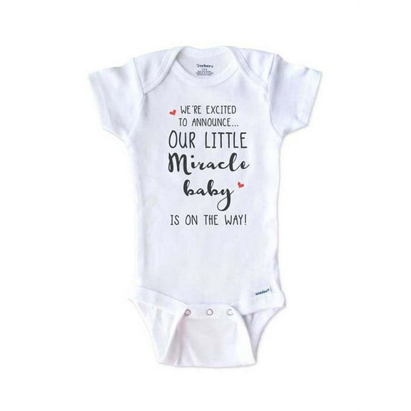 We're excited to announce Our Little Miracle baby is on the way - surprise onesie birth pregnancy announcement - White 0-3 Months