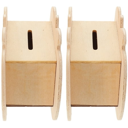 2 Pcs Storage Tank Booking Mini Children's Wooden Piggy Bank