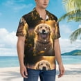 thumbnail image 3 of Sikiie Sunset Daisy Dog Print Men's Hawaiian Shirt, Summer Beach Button Pocket Short Sleeve T-Shirt,XX-Large, 3 of 7