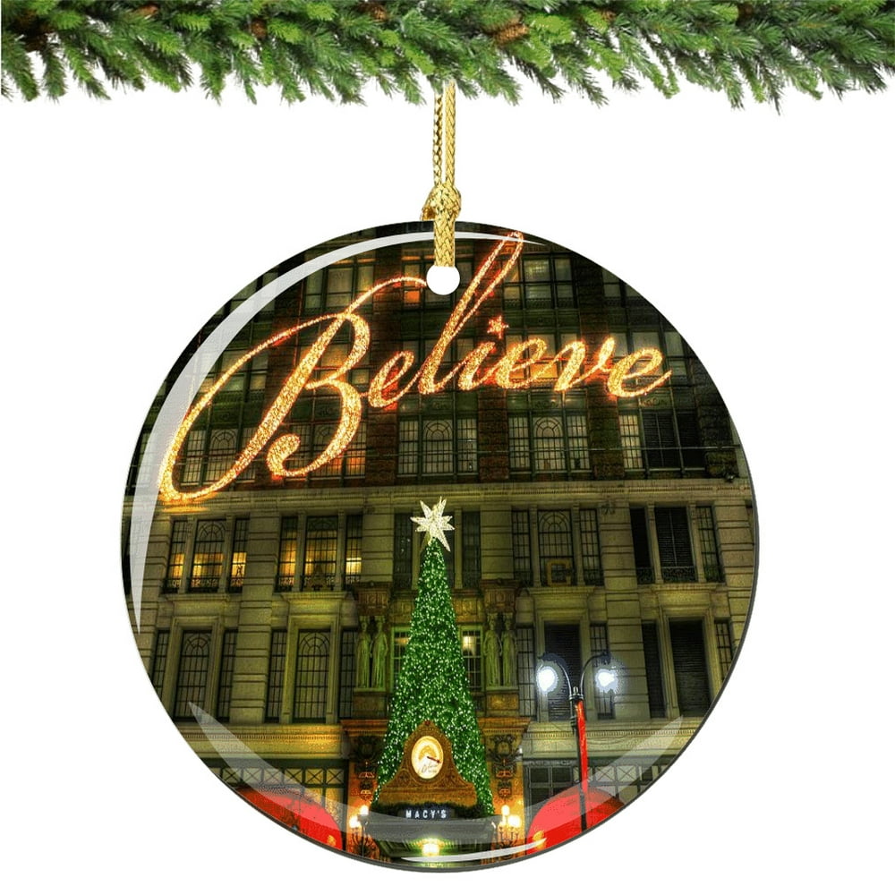 Macy's Christmas Ornament, Porcelain Believe