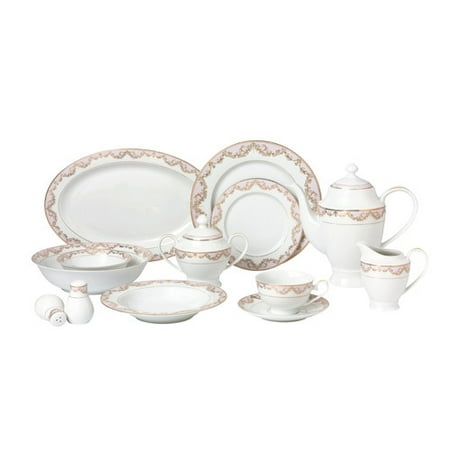 - Lorren Home Trends La Luna Bone China 57 Piece Dinnerware Set, Service for 8