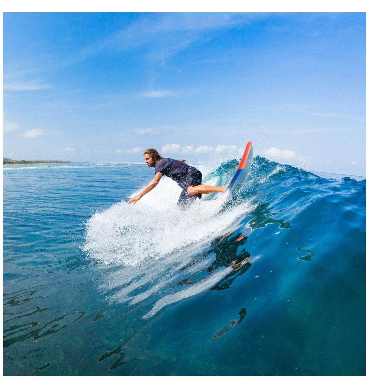 Surfboard, 6FT Stand Up Paddle Board with Removable Fins & Safety Leash, Lightweight Non-Slip Paddle Board for Teenagers, Adult, Beginners