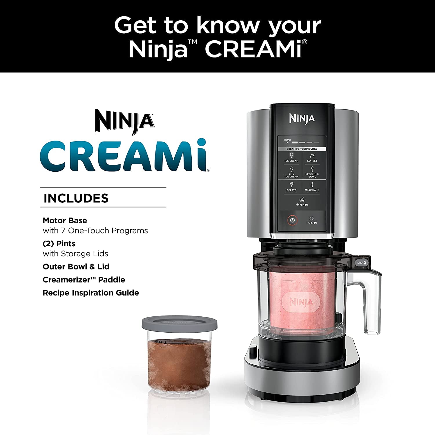 Restored Ninja Ice Cream Smoothie Maker (Refurbished