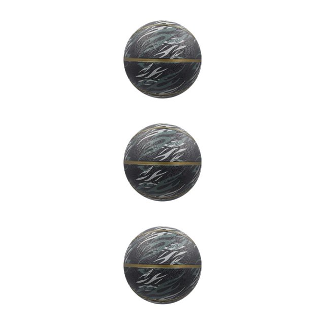 mmirethe PU Durable Kids Basketball For Training And Match Eco-friendly Ingredients Impact-resistant Black- size 7 3Set