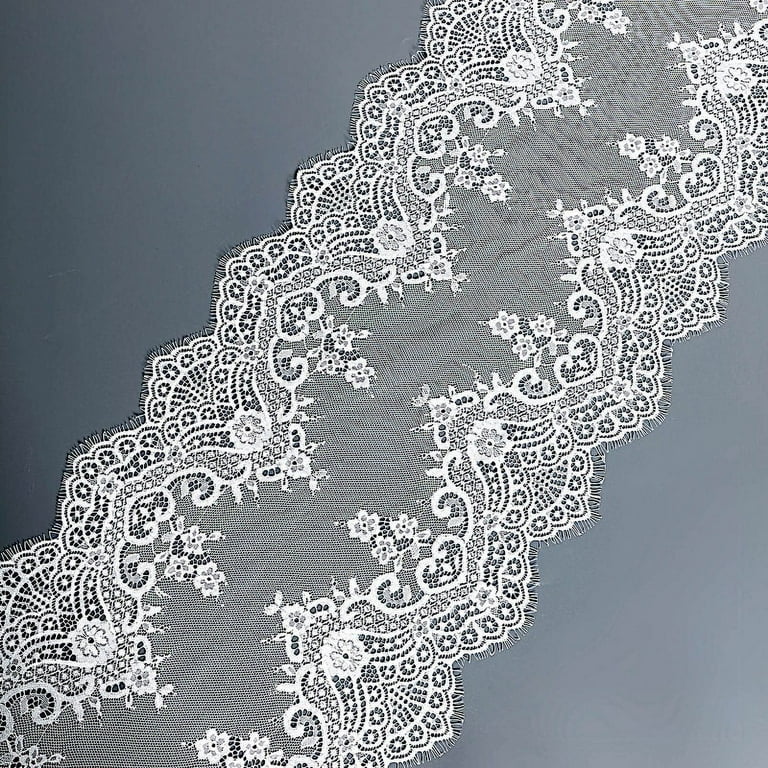 BalsaCircle 15x117 White Premium Lace Table Runner Scalloped Edges Party  Events Decorations 
