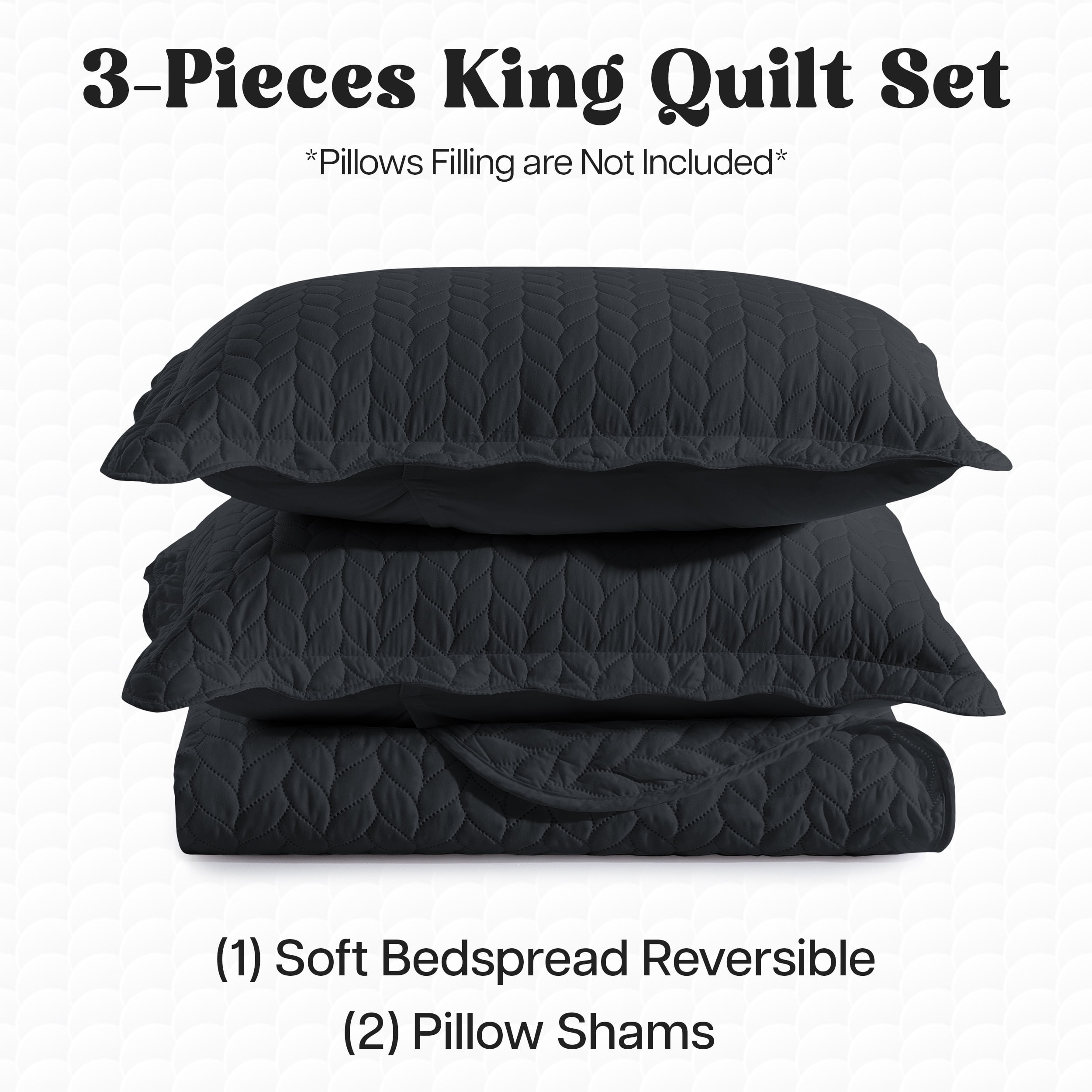 Imperial Rooms Luxury Soft Contemporary 2-Piece Quilt Set Reversible Black Chevron Ultrasonic Weaving Twin