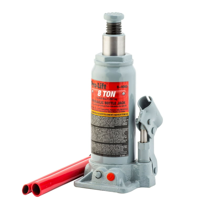 Pro-Lift B-008D Grey Hydraulic Bottle Jack, 8 Ton Capacity