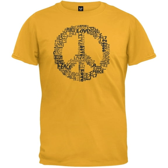 Love and Peace Sign Gold T-Shirt - X-Large