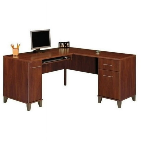 Bowery Hill 60" L-Shaped Wood Desk in Hansen Cherry