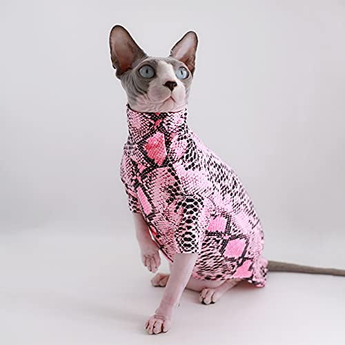 Round Collar Vest Kitten Shirts Sleeveless Cats & Small Dogs Apparel L , Hot Pink 6.6-8.8 lbs Limited Edition Cool Sphynx Hairless Cat Summer Snake Skin Pattern Cotton T-Shirts Pet Clothes 