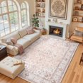 thumbnail image 4 of NewBuros 8'x10' Area Rugs, Machine Washable Non Slip Rugs for Living Room, Low Pile Water Repellent Soft Vintage Print Pattern Bedroom Carpet, Pink, 4 of 11