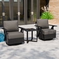 thumbnail image 3 of INTER HUT Urban Anvil Metal 3 PCS Outdoor Bistro Set, Bistro Table and Swivel Chairs Set for 2, Black/Gray, 3 of 10