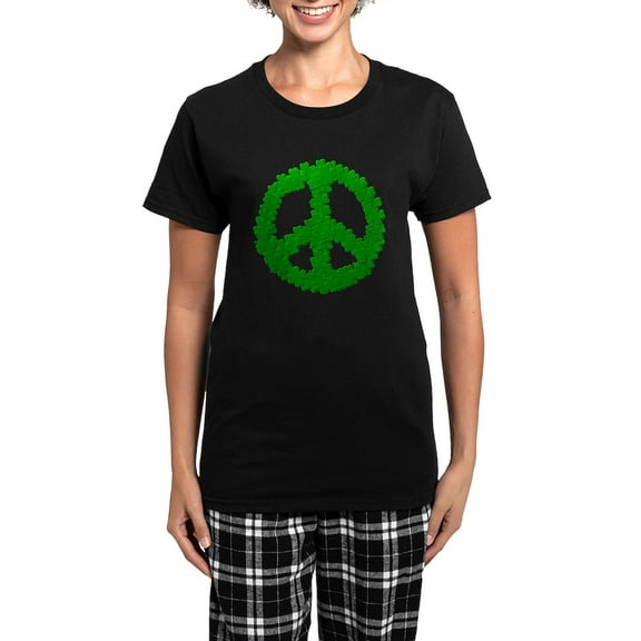 CafePress - Irish Peace Symbol Women's Dark Pajamas - Women's Short Sleeve Print T-Shirt and Pants Dark Cotton Pajama Set