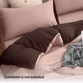 thumbnail image 3 of PURE ERA Duvet Cover Set King Size 100% Jersey Cotton Reversible Ultra Soft Stretchy Solid Pink Chocolate Brown (1 Duvet Cover 2 Pillow Shams), 3 of 9