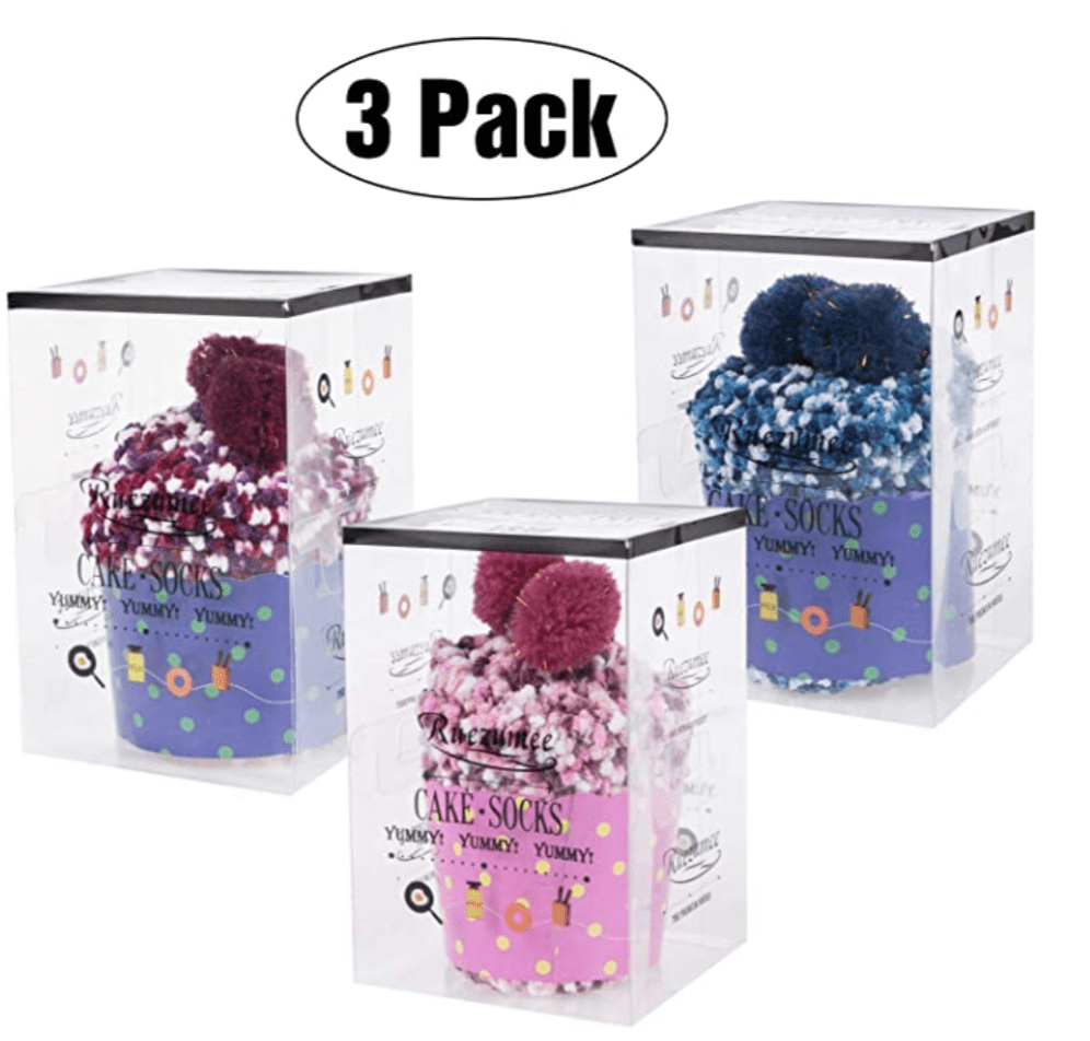 3 Pairs DIY Gift Socks BLUE PINK PURPLE PARTY FAVORS Fuzzy Fluffy Socks Winter  fall Slipper Socks Soft get well  Gift Cupcake mother teacher gift