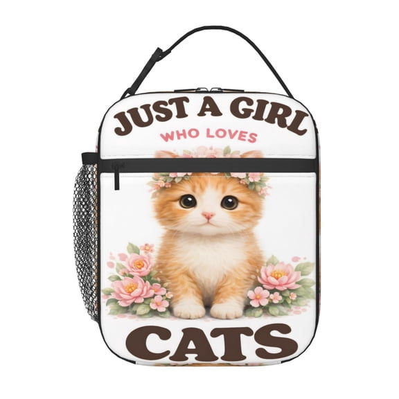 Cartoon Kitten Cute Cat Lunch Bag Portable Thermal Lunch Box for Men and Women