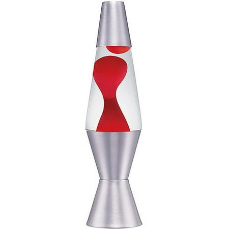 Lava the Original 11.5-Inch Silver Base Lamp with Red Wax in Clear