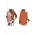 thumbnail image 3 of Camisas con Botones para Mujer, Blusas de Larga, Blusas Casuales Lisas para Oficina y Trabajo Naranja S, 3 of 7