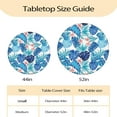 thumbnail image 4 of 52 Inch Blue Round Table Protector for Kitchen,Palm Leaves Table Cloth Round Cover with Elastic Edge，Waterproof Picnic Circle Tablecloth for Dinner, Outdoor, Party, Camping, BBQ, 4 of 6