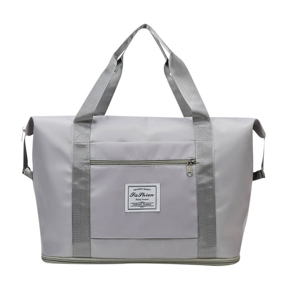 yulier Travel Duffel Bag Gym Bag for Women, Expandable Carry on Luggage Bag, Foldable Large Capacity Weekender Bag Overnight Bag with Shoes Compartment, Gray