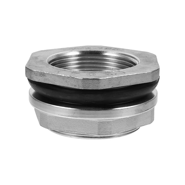 FRCOLOR Threaded Connector 1Pc 304 Stainless Steel Threaded Water Tank Connector Bulkhead Fitting,1.97"X1.97"X1.18"