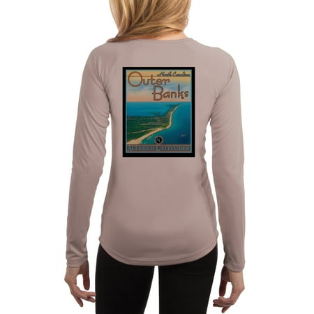 - Vintage Destination Outer Banks Women's UPF 50+ UV Sun Protection Long Sleeve T-shirt Small Athletic Grey