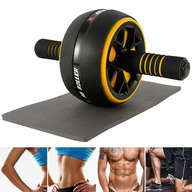 Ab Roller Wheel Ab Core Exercise Multifunctional Body Fitness Strength Training Equipment Anti-skid Texture Removable Handle Dual Glide Wheels With Thick Knee Mat Home Gym Strength Trainn