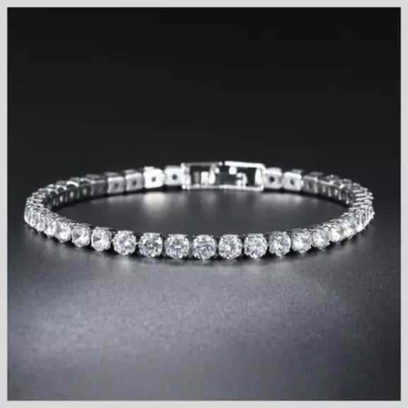 GKNET NEW Moissanite Tennis Bracelet for Women 925 Sterling Silver Christmas Gift-Silver-18cm