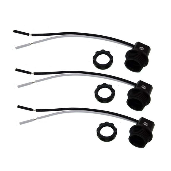 TWDRTDD Candelabra Base Lamp Holder Light Socket, Thread Phenolic Socket with 6 Inch Wire Leads and Ring,3-Pack