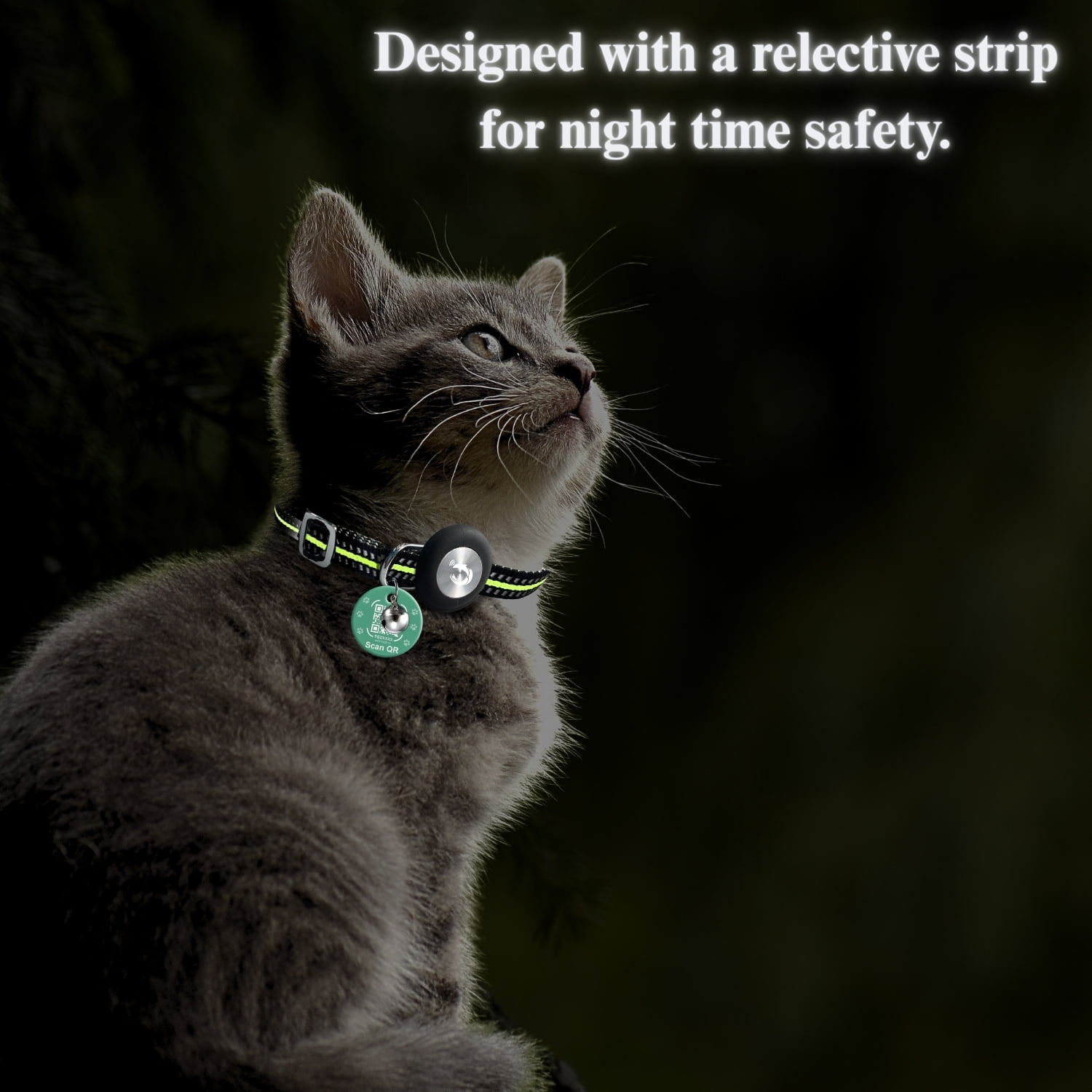 Smart Pet Collar with Built-in Bluetooth Tracker for Cats & Dogs, Works with iOS Devices, Adjustable, Lightweight, GPS Locator for Pets- Green