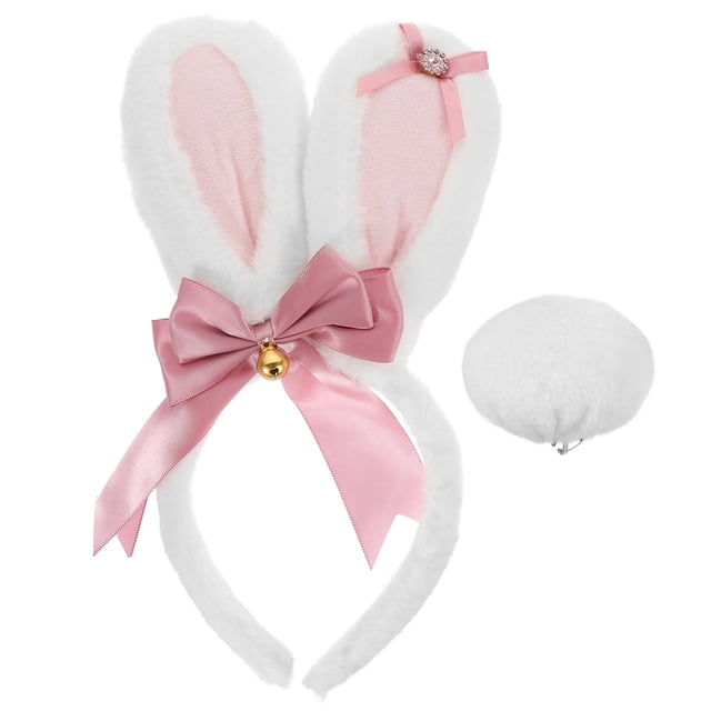 CIMAXIC Party 1 Set Cosplay Party Rabbit Ear Headbands Furry Tail Adorable Photo Prop,10.63"X5.91"X1.18"