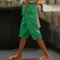 thumbnail image 5 of Aboser Below the Knee Bermuda Shorts for Women Summer Dressy Cotton Linen Shorts Casual High Waisted Drawstring Shorts Lightweight Travel Vacation Long Shorts with Pockets, 5 of 9