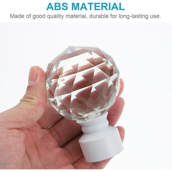 KAKOWELY Curtain Rod Ends 2Pcs Clear Crystal Iron Finials for Drapery Pole Ends Bedroom Decoration 8x6cm