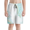thumbnail image 2 of Cauagu Gold Lines Marble Watercolor Print Swim Trunks for Men,Youth Boys Swim Shorts Compression Liner Beach Shorts Boys' Swimming Shorts 7-20 Years Bathing Suit-Medium, 2 of 7