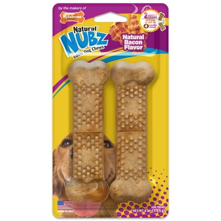 Nylabone Nubz Bacon Dog Chew Treats Jumbo - Up to 50 lbs. (2 Count)