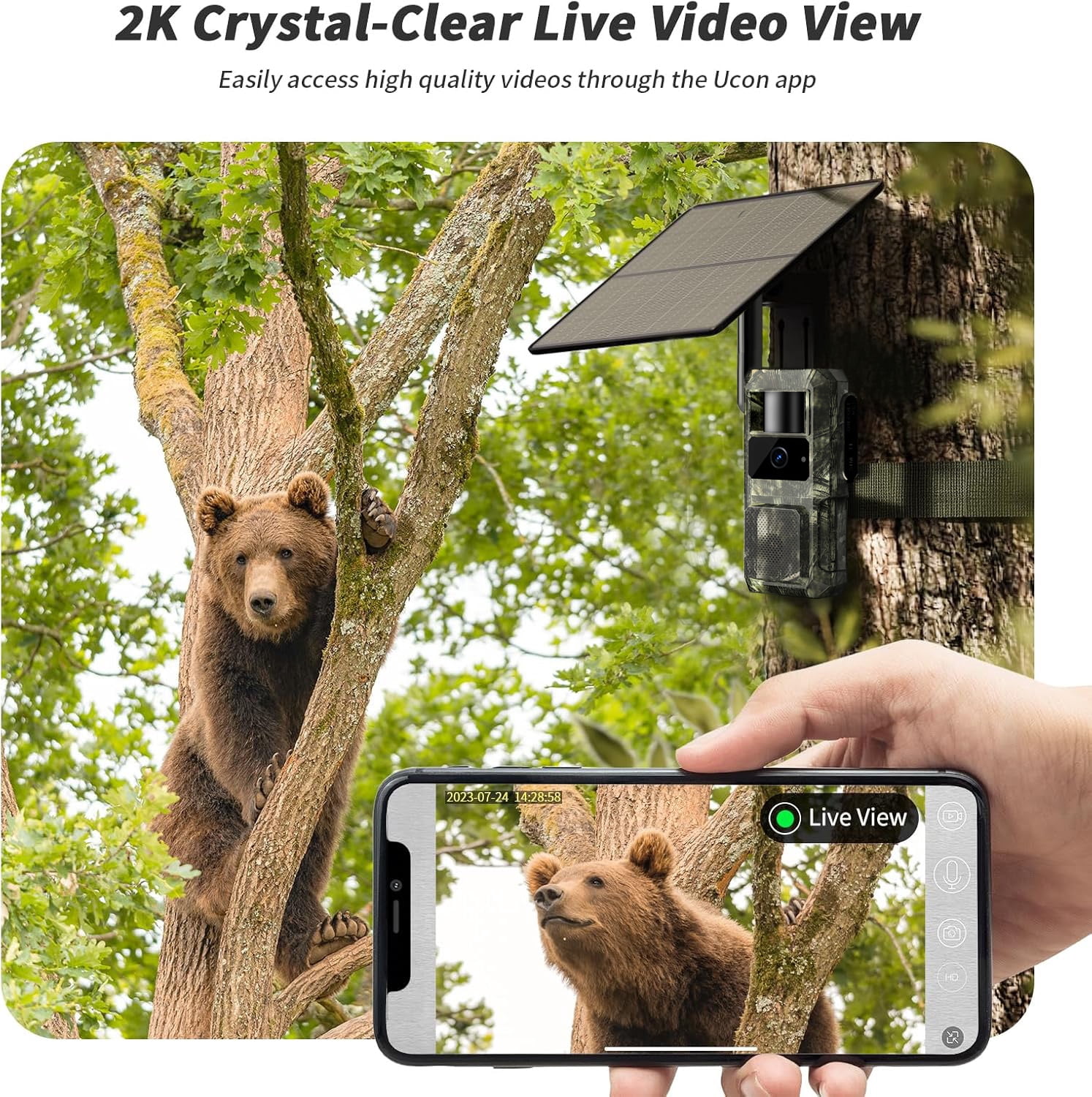 GMOX 4G LTE Cellular Solar Trail Camera, Wireless Game Hunting Camera with 10400mAh Battery, 950nm No Glow Night Vision, IP66 Waterproof, Leaf